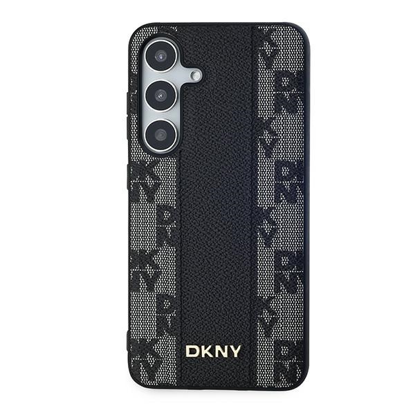 DKNY Leather Checkered Mono Pattern MagSafe dėklas Samsung Galaxy S24, juodas