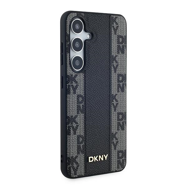 DKNY Leather Checkered Mono Pattern MagSafe dėklas Samsung Galaxy S24, juodas