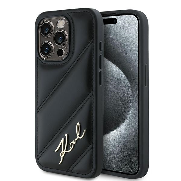 Karl Lagerfeld iPhone 13 / 13 Pro Case Diagonal Quilted Script, Black