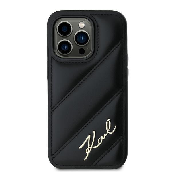 Karl Lagerfeld iPhone 13 / 13 Pro Case Diagonal Quilted Script, Black
