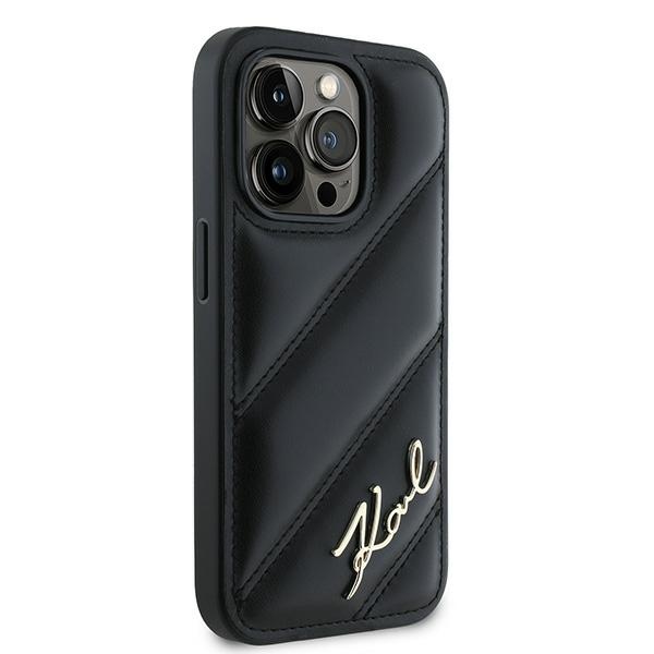 Karl Lagerfeld iPhone 13 / 13 Pro Case Diagonal Quilted Script, Black