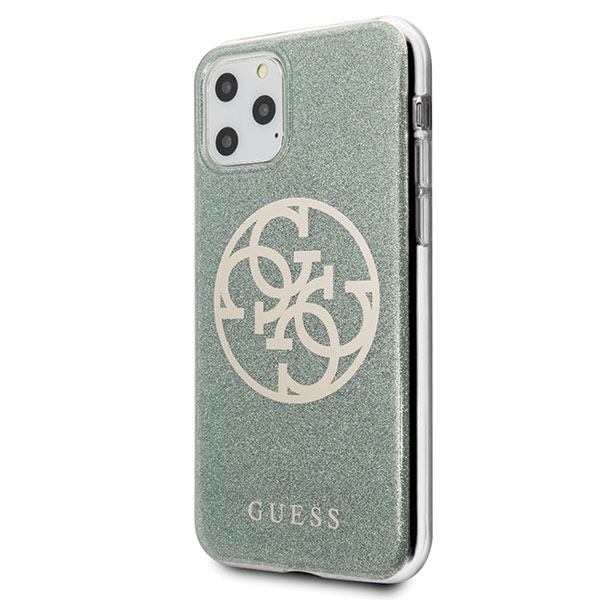 Guess 4G Circle Glitter dėklas iPhone 11 Pro Max, chaki