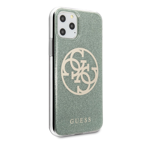 Guess 4G Circle Glitter dėklas iPhone 11 Pro Max, chaki