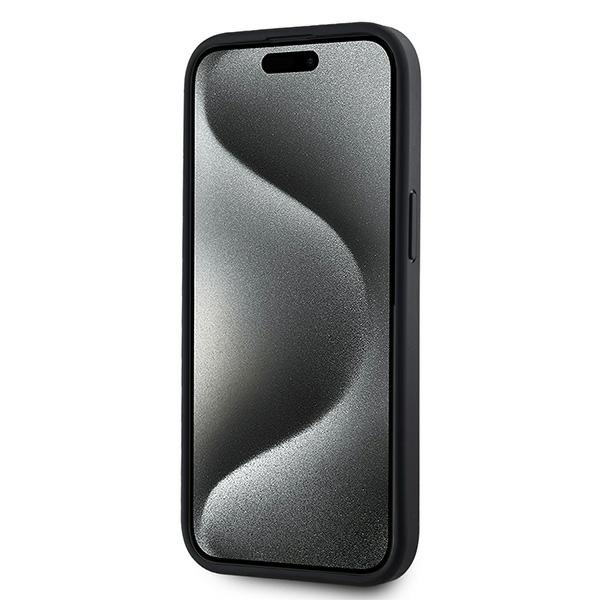 DKNY dėklas iPhone 15 Plus / 14 Plus, Leather Checkered Mono Pattern MagSafe, juodas