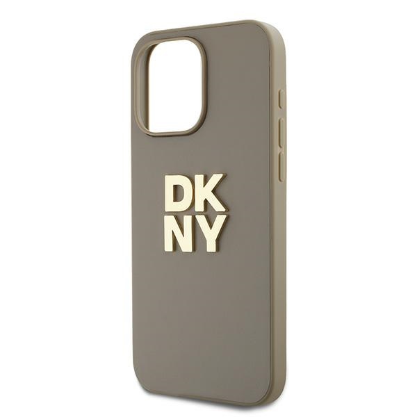 DKNY dėklas iPhone 15 Pro Max telefonui su dirželiu ant riešo, smėlio spalvos