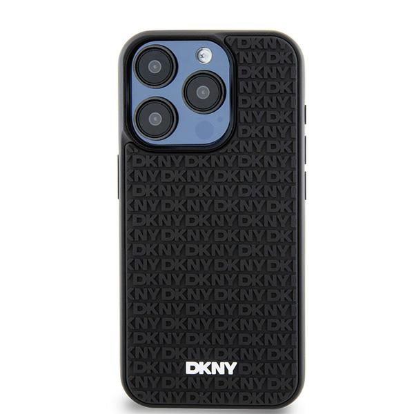 DKNY 3D Rubber Repeat Pattern dėklas skirtas iPhone 15 Pro, juodas