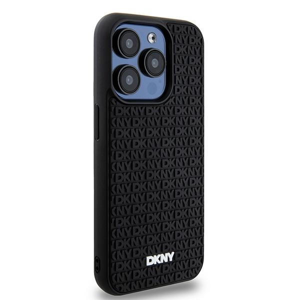 DKNY 3D Rubber Repeat Pattern dėklas skirtas iPhone 15 Pro, juodas