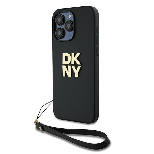 DKNY iPhone 15 Pro Max Case Wrist Strap Stock Logo, Black
