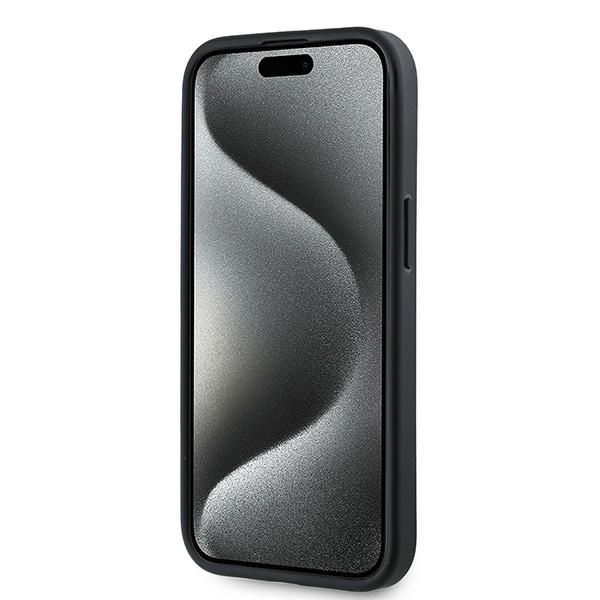 Karl Lagerfeld dėklas iPhone 15 Plus / 14 Plus Diagonal Quilted Script, juodas