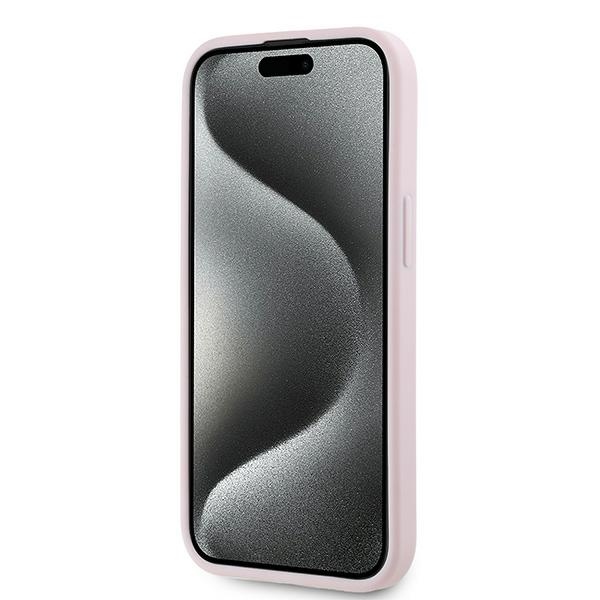 Karl Lagerfeld Diagonal Quilted Script dėklas iPhone 15 Plus / 14 Plus, rožinis