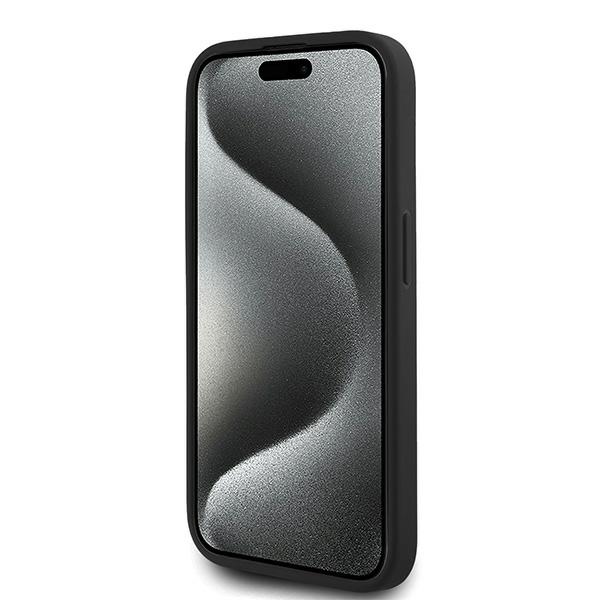 Karl Lagerfeld dėklas iPhone 15 Pro Max telefonui Diagonal Quilted Script, juodas