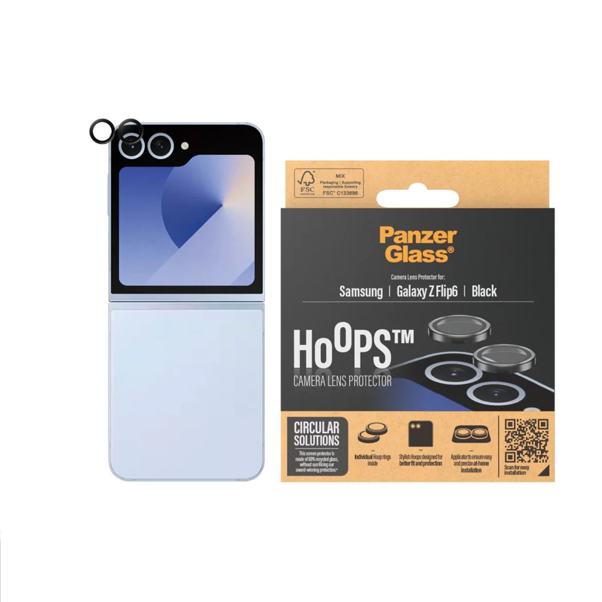 Kameros apsauginis stiklas PanzerGlass Hoops Samsung Galaxy Z Flip6, juodas
