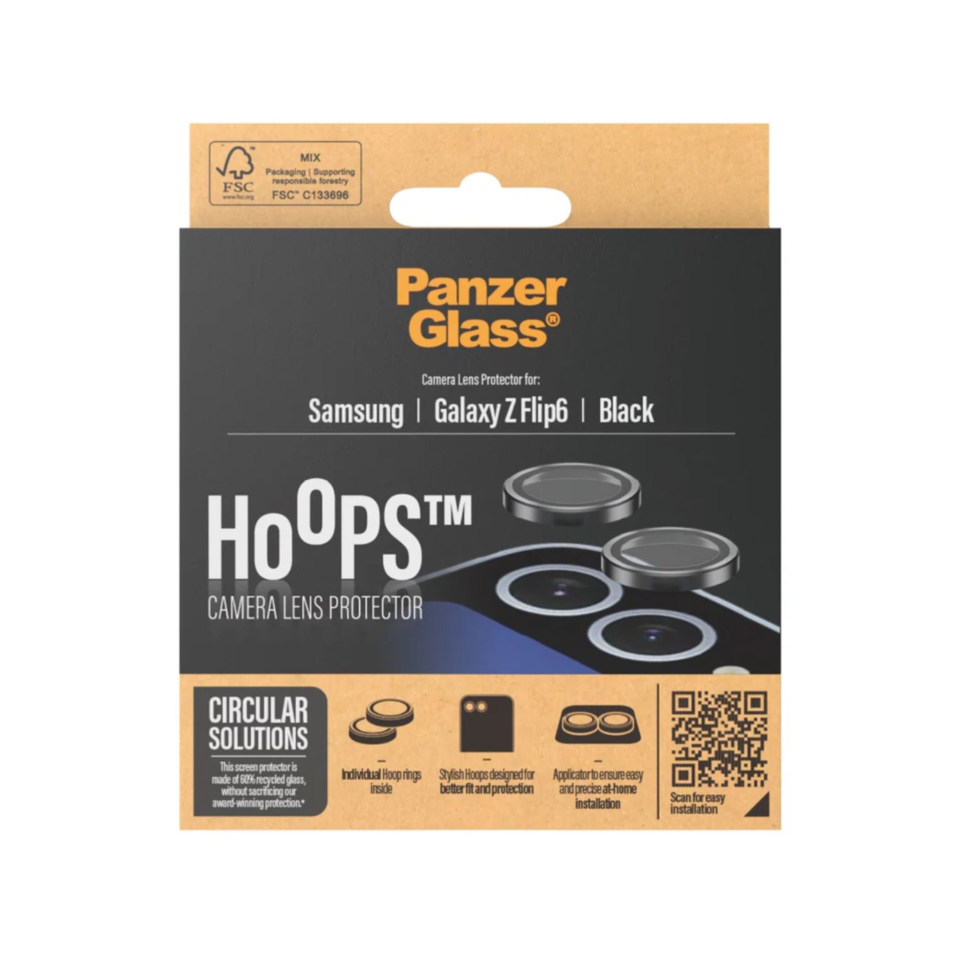 Kameros apsauginis stiklas PanzerGlass Hoops Samsung Galaxy Z Flip6, juodas