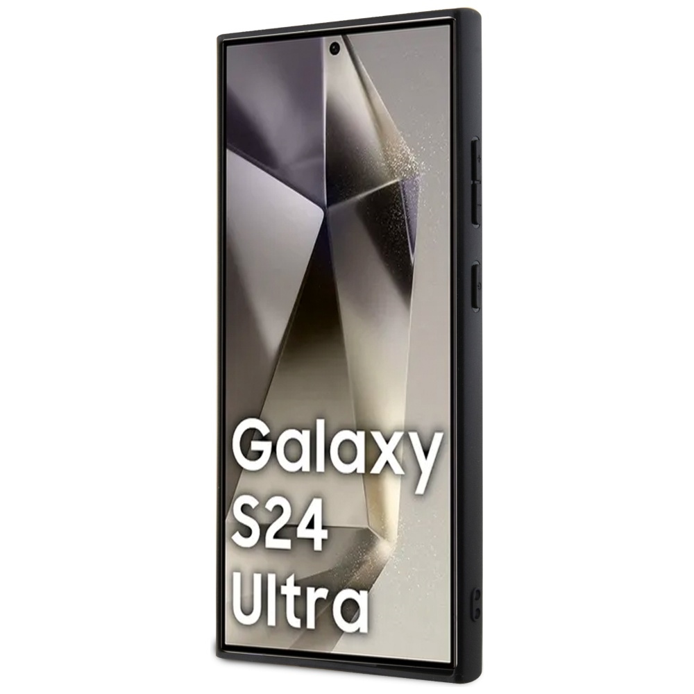 Guess Samsung Galaxy S24 Ultra dėklas Grip Stand 4G Triangle Strass, rudas