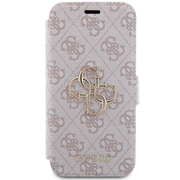 Guess 4G Metal Logo atverčiamas dėklas iPhone 15 Pro Max, rožinis