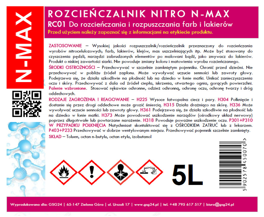 NITRO RC-01 N-MAX 5L thinner solvent
