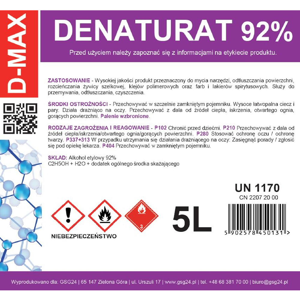 Gsg24 D-MAX denatūruotas alkoholis, 5L