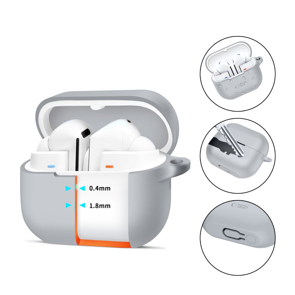 Tech-Protect Silicone Hook case for Samsung Galaxy Buds 3 / Pro - grey