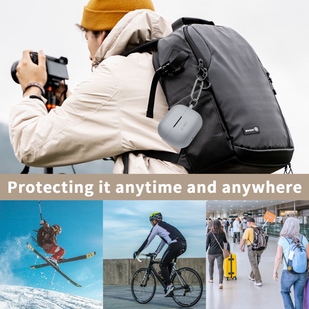 Tech-Protect Silicone Hook case for Samsung Galaxy Buds 3 / Pro - grey