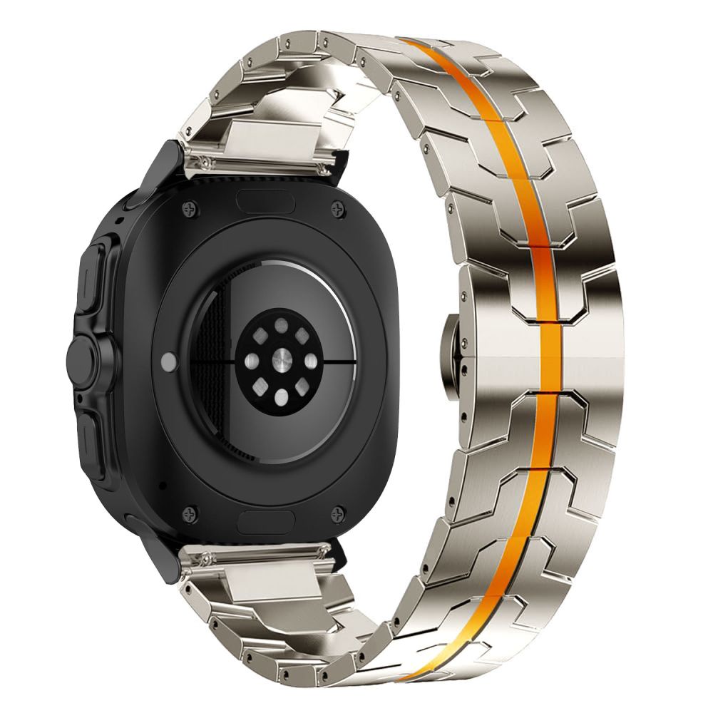 Tech-Protect Stainless Line strap for Samsung Galaxy Watch Ultra (47 mm) - titanium / orange