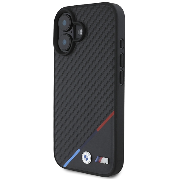 BMW Carbon Tricolor Line MagSafe case for iPhone 16 Plus - black