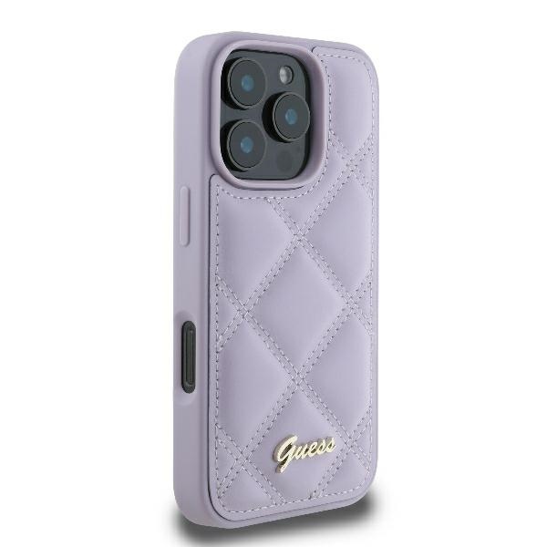 Guess Quilted Metal Logo Case for iPhone 16 Pro Max - light purple