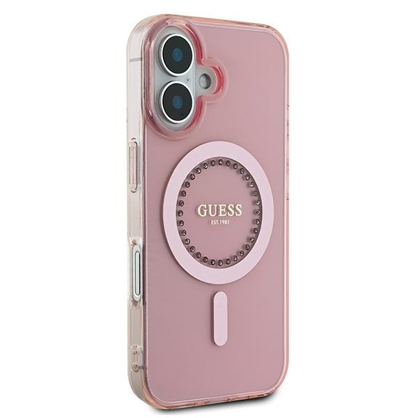 Guess iPhone 16 Plus Case IML Rhinestones MagSafe, Pink