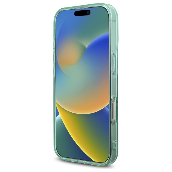 Guess dėklas iPhone 16 Pro Max su IML Rhinestones MagSafe, žalias