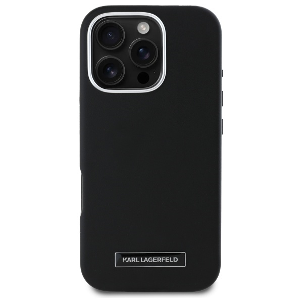 Apple iPhone 16 Pro Max 6.9\'\' Karl Lagerfeld FW Metal Plate MagSafe Case Cover, Black