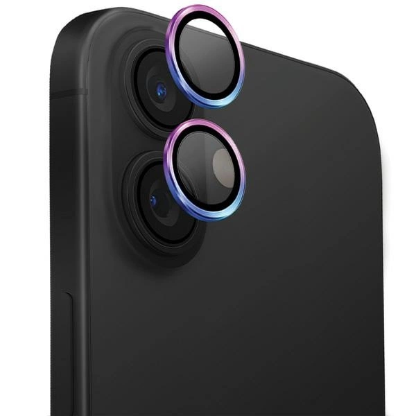 UNIQ Optix Aluminum Camera Lens Protector glass with applicator for iPhone 16 / Plus - iridescent
