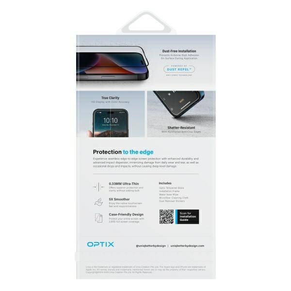 UNIQ Optix Vivid tempered glass with apliaktor for iPhone 16