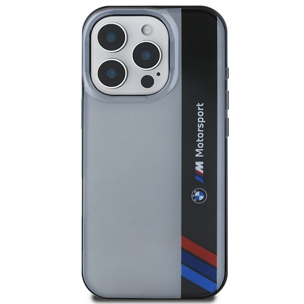 BMW dėklas skirtas iPhone 16 Pro Motorsport IML Vertical Stripe, pilkas