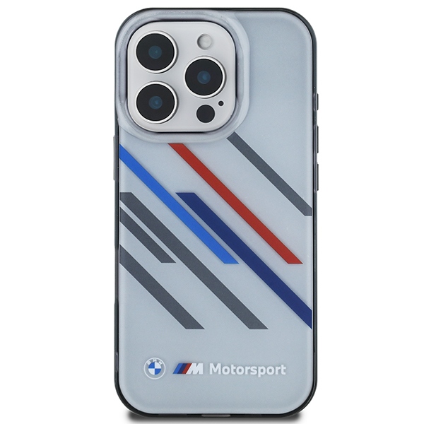 BMW dėklas skirtas iPhone 16 Pro Motorsport IML Random Stripes, pilkas