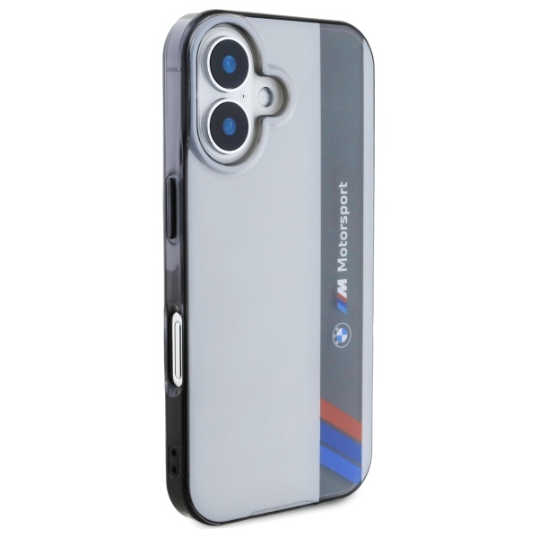 BMW iPhone 16 Plus dėklas Motorsport IML Vertical Stripe, pilkas