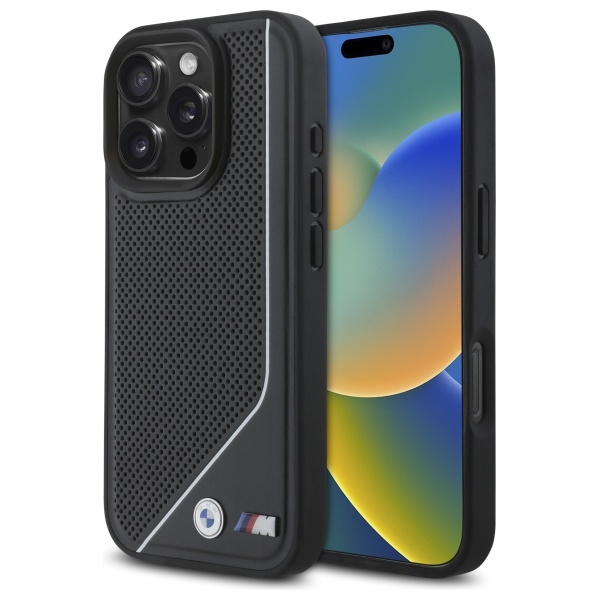 BMW iPhone 16 Pro Case M Perforated Twisted Line MagSafe, Black