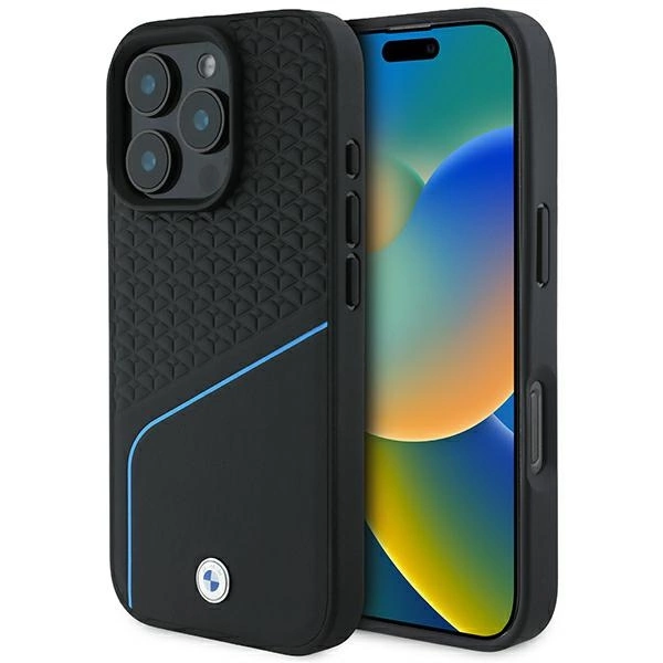 BMW Signature odinis dėklas su MagSafe skirtas iPhone 16 Pro, juodas