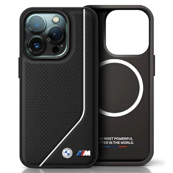 BMW M Perforated Twisted Line MagSafe dėklas iPhone 16 Pro Max, juodas
