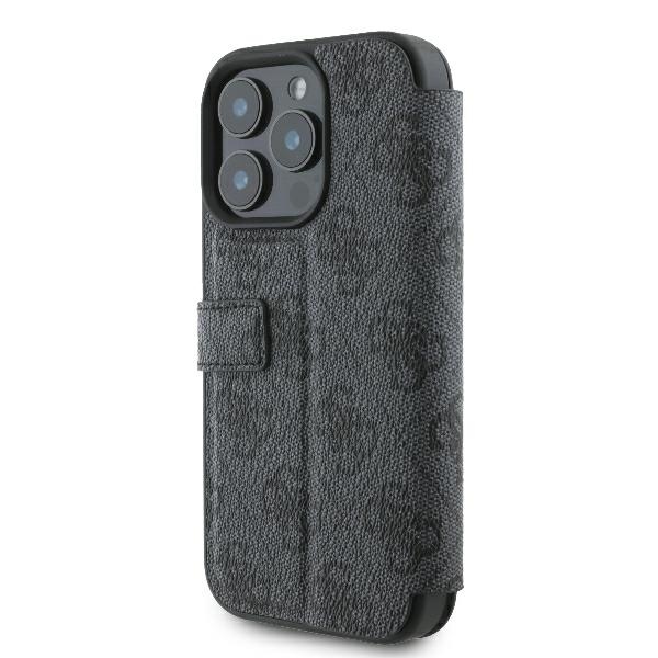 Apple iPhone 16 Pro Max 6.9\" Guess 4G Metal Logo Book Case Cover, Black