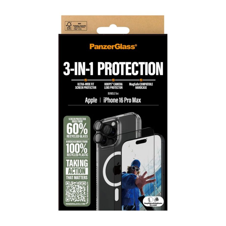 PanzerGlass 3-in-1 apsaugos rinkinys iPhone 16 Pro Max telefonui