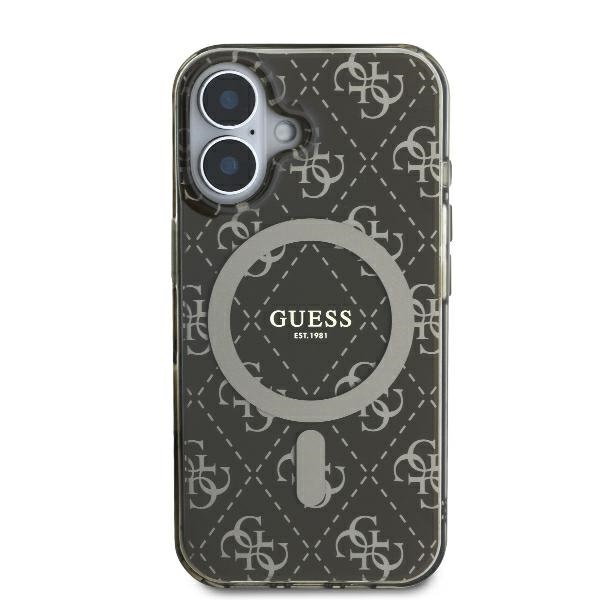 Guess dėklas iPhone 16 telefonui IML 4G Background MagSafe, rudas