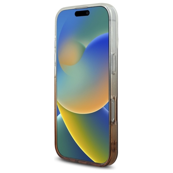 Guess dėklas iPhone 16 Pro Max IML Glitter Gradient MagSafe, rudas