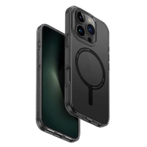 Uniq Clario Magclick dėklas, skirtas iPhone 16 Pro Max, dūmų spalvos
