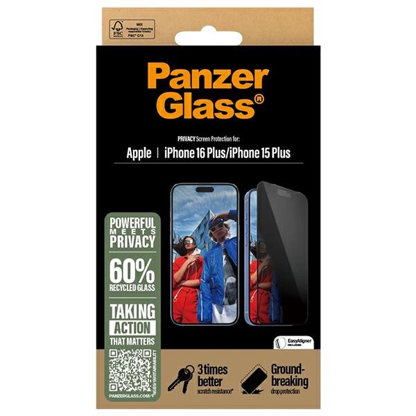 PanzerGlass Privacy apsauginis stiklas iPhone 16 Plus (6.7\"), P2863