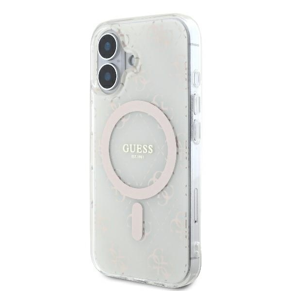 Guess dėklas iPhone 16 telefonui IML 4G Background MagSafe, baltas