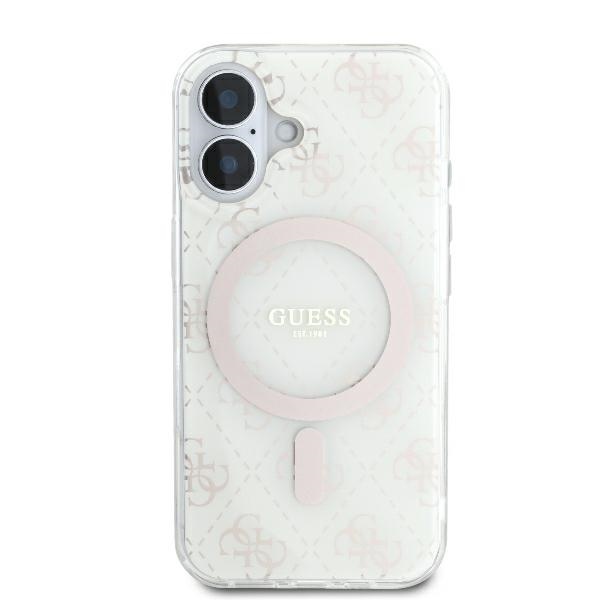 Guess dėklas iPhone 16 telefonui IML 4G Background MagSafe, baltas