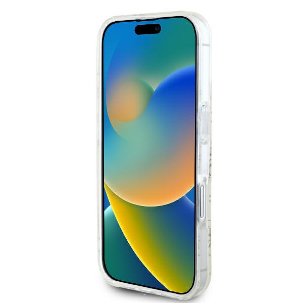 Guess dėklas iPhone 16 telefonui IML 4G Background MagSafe, baltas