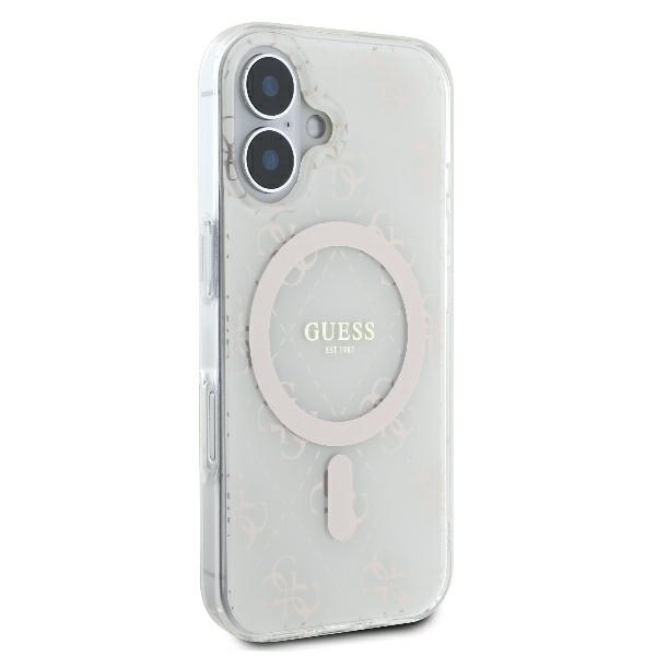 Guess dėklas iPhone 16 Plus telefonui IML 4G Background MagSafe, baltas