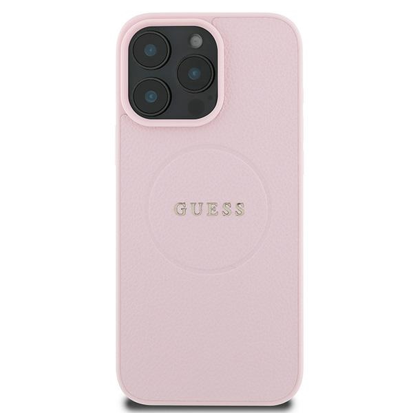 Guess iPhone 16 Pro dėklas Grained Ring MagSafe, rožinis