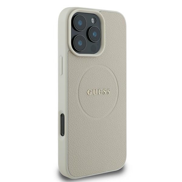 Apple iPhone 16 Pro 6.3\'\' Guess Grained Ring MagSafe Case Cover, Beige