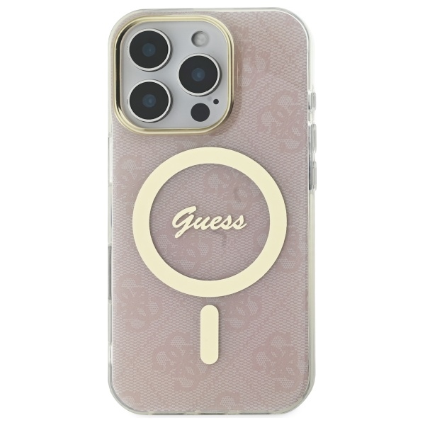 Guess IML 4G MagSafe dėklas, skirtas iPhone 16 Pro, rožinis